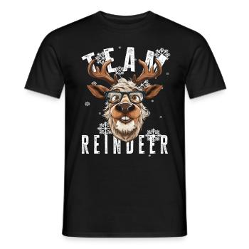 Christmas Motif Reindeer Xmas Team Reindeer - Men's T-Shirt - black - Front - AI Model Male 178 light (178cm)