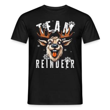 Christmas Motif Reindeer Xmas Team Reindeer - Men's T-Shirt - black - Front - AI Model Male 178 light (178cm)