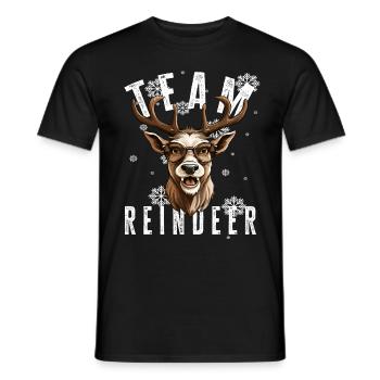 Christmas Motif Reindeer Xmas Team Reindeer - Men's T-Shirt - black - Front - AI Model Male 178 light (178cm)