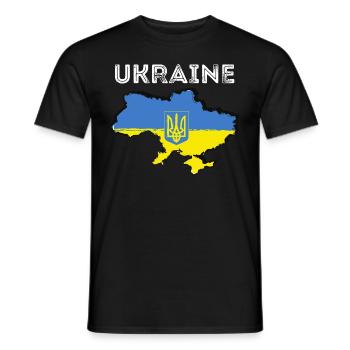 Flag of ukraine, Ukraine support, i stand - Men's T-Shirt - black - Front - AI Model Male 178 light (178cm)
