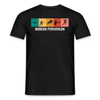 Pentathlon moderne - Escrime Natation Équitation - T-shirt homme - noir - Devant - AI Model Male 178 light (178cm)
