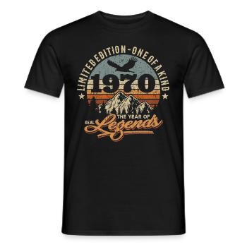 Vintage retro birthday 1970 - Men's T-Shirt - black - Front - AI Model Male 178 light (178cm)