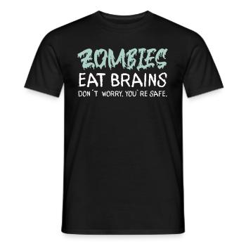 LES ZOMBIES MANGENT LA CERVELLE, NE VOUS INQUIÉTEZ PAS, VOUS ÊTES EN SÉCURITÉ - T-shirt homme - noir - Devant - AI Model Male 178 light (178cm)