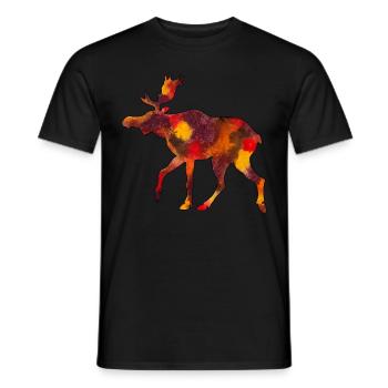 Mousses d’orignal Scandinavie Suède Norvège Automne - T-shirt homme - noir - Devant - AI Model Male 178 light (178cm)