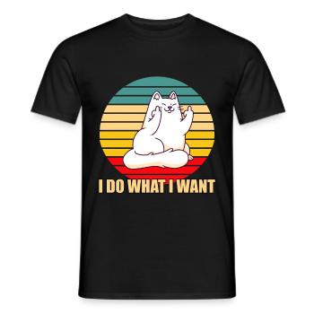 I Do What I Want Cat Cats Gift T-Shirt - Men's T-Shirt - black - Front - AI Model Male 178 light (178cm)