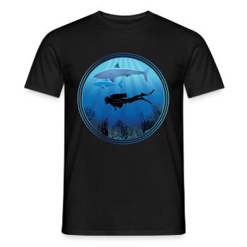 Hai-Taucher - Männer T-Shirt - Schwarz - Vorne - AI Model Male 178 light (178cm)