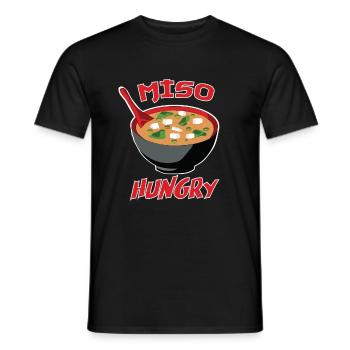 Miso Hungry - Funny Japanese Food Puns - Men's T-Shirt - black - Front - AI Model Male 178 light (178cm)