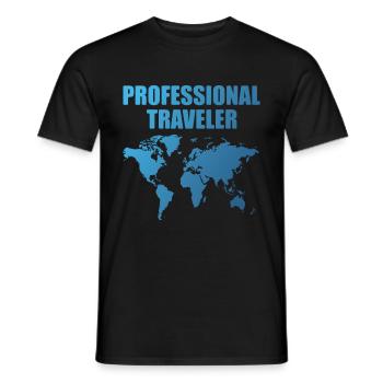 Professional Traveler World Map - Men's T-Shirt - black - Front - AI Model Male 178 light (178cm)