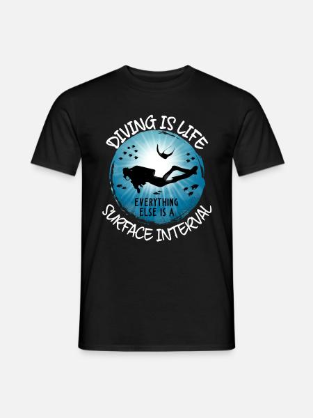 Dykning är livet Allt annat är ytintervall - T-shirt herr - svart
