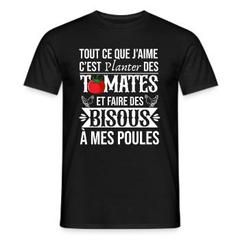 Poules Humour Potager Idée Cadeau Jardinage Tomate - T-shirt homme - noir - Devant - AI Model Male 178 light (178cm)