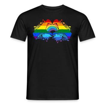 CSD LGBT Hände formen Regenbogen Herz Pride - Männer T-Shirt - Schwarz - Vorne - AI Model Male 178 light (178cm)