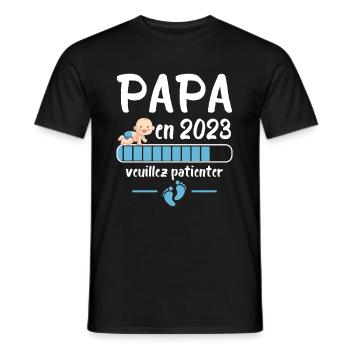 Futur papa 2023 Idée Cadeau Nouvelle Naissance - T-shirt homme - noir - Devant - AI Model Male 178 light (178cm)