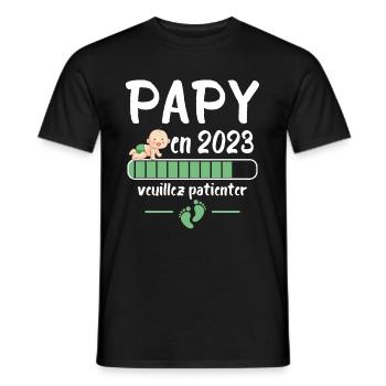 Futur Papy 2023 Idée Cadeau Nouvelle Naissance - T-shirt homme - noir - Devant - AI Model Male 178 light (178cm)