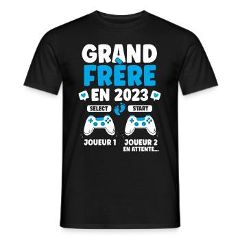 Futur Grand Frère Cadeau Annonce Grossesse 2023 - T-shirt homme - noir - Devant - AI Model Male 178 light (178cm)