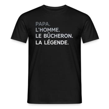 Papa Bûcheron L'Homme La Légende Cadeau Humour - T-shirt homme - noir - Devant - AI Model Male 178 light (178cm)