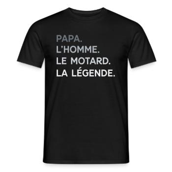 Papa Motard L'Homme La Légende Cadeau Moto - T-shirt homme - noir - Devant - AI Model Male 178 light (178cm)