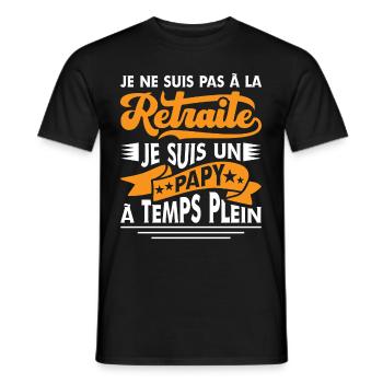 Papy Retraité Cadeau Grand Père Humour Retraite - T-shirt homme - noir - Devant - AI Model Male 178 light (178cm)
