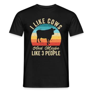 I love Cows Humor Farmer Gift - Men's T-Shirt - black - Front - AI Model Male 178 light (178cm)