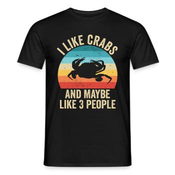 J'aime Les Crabes Cadeau Drole Océan - T-shirt homme - noir - Devant - AI Model Male 178 light (178cm)