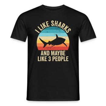 J'aime Les Requins Cadeau Drole Océan - T-shirt homme - noir - Devant - AI Model Male 178 light (178cm)