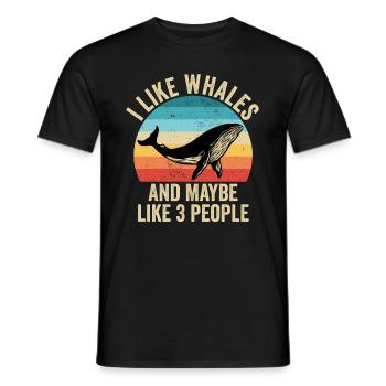 J'aime Les Baleines Cadeau Drole Océan - T-shirt homme - noir - Devant - AI Model Male 178 light (178cm)