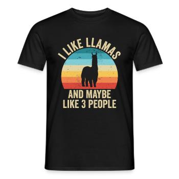 I love The Llamas Gift Humor Animals - Men's T-Shirt - black - Front - AI Model Male 178 light (178cm)