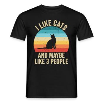 J'aime Les Chats Cadeau Humour Animaux - T-shirt homme - noir - Devant - AI Model Male 178 light (178cm)
