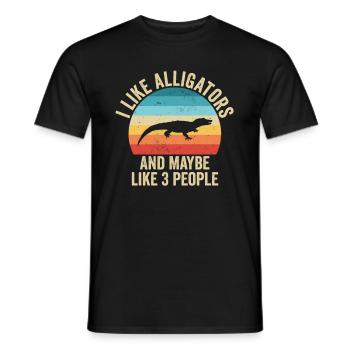 J'aime Les Alligators Cadeau Humour Animaux - T-shirt homme - noir - Devant - AI Model Male 178 light (178cm)