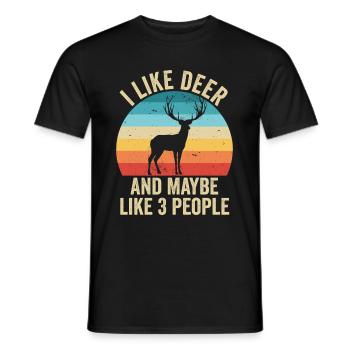 J'aime Les Cerfs Cadeau Humour Animaux - T-shirt homme - noir - Devant - AI Model Male 178 light (178cm)