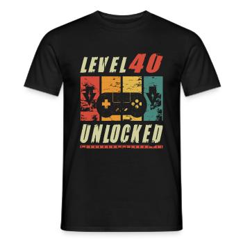 Spelare Fyller 40 Födelsedag Present Nivå 40 Olåst - T-shirt herr - svart - Fram - AI Model Male 178 light (178cm)