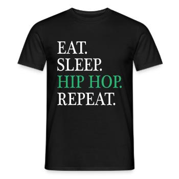 Manger Dormir HipHop Répéter - T-shirt homme - noir - Devant - AI Model Male 178 light (178cm)