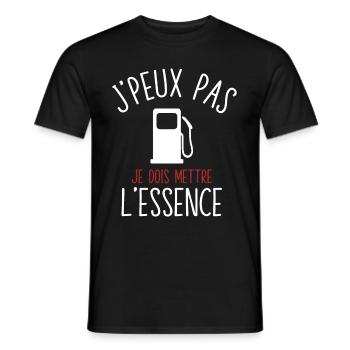 J'Peux Pas Je Dois Mettre L'Essence Humour - T-shirt homme - noir - Devant - AI Model Male 178 light (178cm)