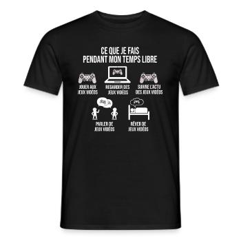 Jeux Vidéo Temps Libre Humour Cadeau Ado Gamer - T-shirt homme - noir - Devant - AI Model Male 178 light (178cm)