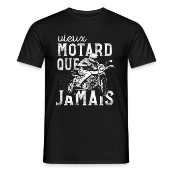 Vieux Motard Que Jamais Cadeau Homme Moto Vintage - T-shirt homme - noir - Devant - AI Model Male 178 light (178cm)