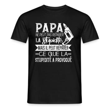 Papa Répare La Stupidité Humour Homme Bricoleur - T-shirt homme - noir - Devant - AI Model Male 178 light (178cm)