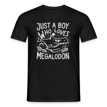 Boy who loves megalodon shark humor - Men's T-Shirt - black - Front - AI Model Male 178 light (178cm)
