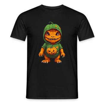Dinosaur Pumpkin Boy Halloween Humor - Men's T-Shirt - black - Front - AI Model Male 178 light (178cm)