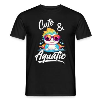 Axolotl Kawaii Amphibiens Animal Mignon Cadeau - T-shirt homme - noir - Devant - AI Model Male 178 light (178cm)