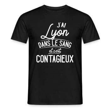 Lyon Dans Le Sang Cadeau Lyonnais - T-shirt homme - noir - Devant - AI Model Male 178 light (178cm)