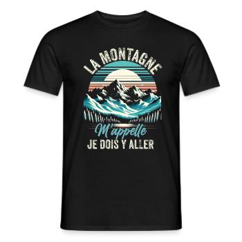 Randonnée Montagne Sport Trekking Humour Alpiniste - T-shirt homme - noir - Devant - AI Model Male 178 light (178cm)