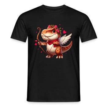 Amor T-Rex Valentinstag Dinosaurier Liebespfeil - Männer T-Shirt - Schwarz - Vorne - AI Model Male 178 light (178cm)