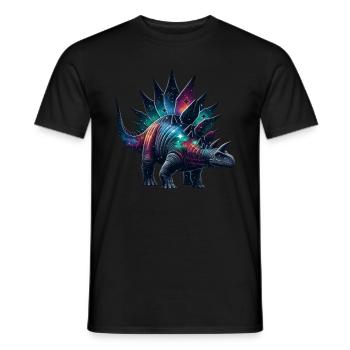 Galactic Stegosaurus: Dinosaur Stars Constellation - Men's T-Shirt - black - Front - AI Model Male 178 light (178cm)