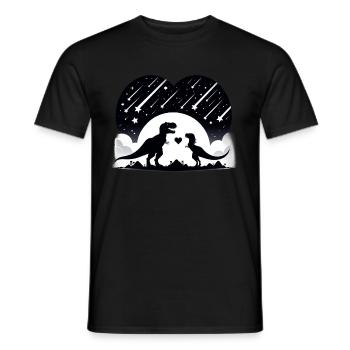 Dino Love T-Rex Meteor Shower Valentinstag - Männer T-Shirt - Schwarz - Vorne - AI Model Male 178 light (178cm)