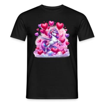 Unicorn Heart Balloons Love Valentines Day - Men's T-Shirt - black - Front - AI Model Male 178 light (178cm)