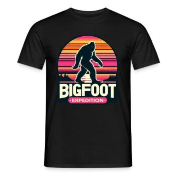 Bigfoot Expedition Hiking | Sasquatch Hunter - Men's T-Shirt - black - Front - AI Model Male 178 light (178cm)