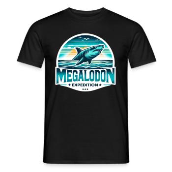 Epic Megalodon Expedition | Shark Lover Adventure - Men's T-Shirt - black - Front - AI Model Male 178 light (178cm)
