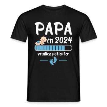 Cadeau Papa Annonce Grossesse Futur Père 2024 - T-shirt homme - noir - Devant - AI Model Male 178 light (178cm)
