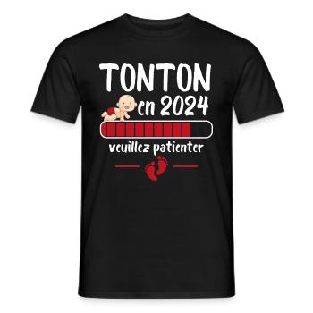 Cadeau Tonton Annonce Grossesse Futur Oncle 2024 - T-shirt homme - noir - Devant - AI Model Male 178 light (178cm)