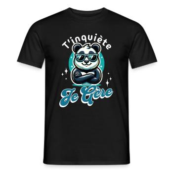 Keine Sorge, ich schaffe Panda cooles Geschenk Humor - Männer T-Shirt - Schwarz - Vorne - AI Model Male 178 light (178cm)