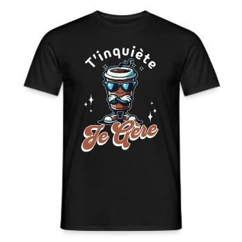 Don't worry I manage cool coffee mug gift - Men's T-Shirt - black - Front - AI Model Male 178 light (178cm)